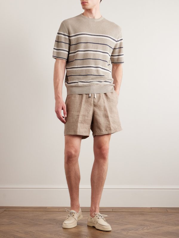 Arizona Straight-Leg Linen Drawstring Bermuda Shorts - OU Arizona Straight-Leg Linen Drawstring Bermuda Shorts - OU