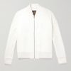 Panelled Herringbone and Waffle-Knit Linen and Silk Bomber Jacket Panelled Herringbone and Waffle-Knit Linen and Silk Bomber Jacket