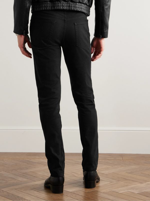 Slim-Fit Brushed Cotton-Blend Trousers - BK Slim-Fit Brushed Cotton-Blend Trousers - BK