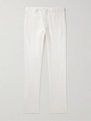 Slim-Fit Straight-Leg Stretch-Cotton Twill Trousers Slim-Fit Straight-Leg Stretch-Cotton Twill Trousers