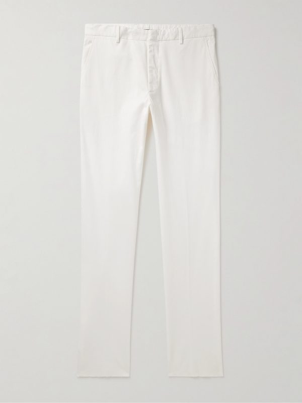 Slim-Fit Straight-Leg Stretch-Cotton Twill Trousers Slim-Fit Straight-Leg Stretch-Cotton Twill Trousers