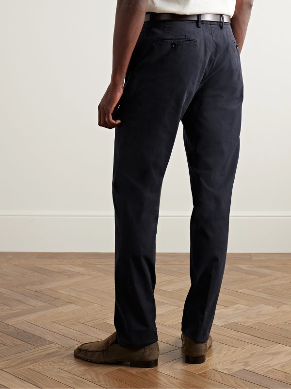 Slim-Fit Straight-Leg Stretch-Cotton Twill Trousers - BK Slim-Fit Straight-Leg Stretch-Cotton Twill Trousers - BK