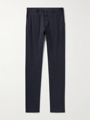 Slim-Fit Straight-Leg Stretch-Cotton Twill Trousers Slim-Fit Straight-Leg Stretch-Cotton Twill Trousers