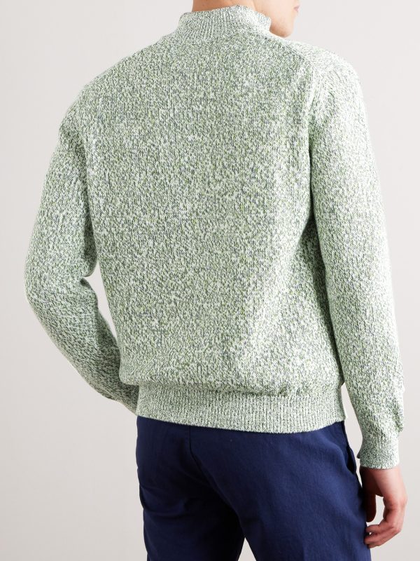 Ribbed Cotton Half-Zip Sweater - BK Ribbed Cotton Half-Zip Sweater - BK