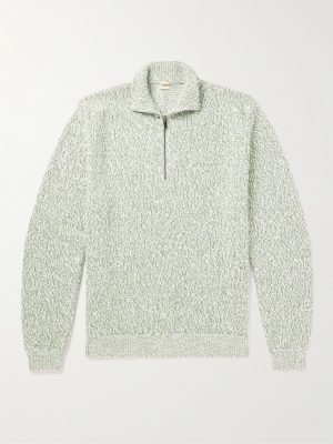 Ribbed Cotton Half-Zip Sweater