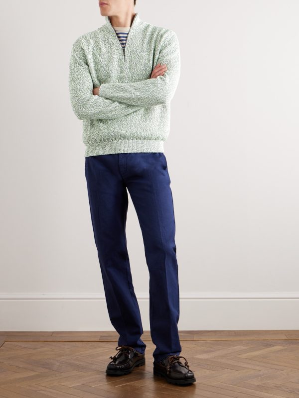Ribbed Cotton Half-Zip Sweater - OU Ribbed Cotton Half-Zip Sweater - OU