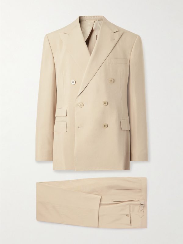 Slim-Fit Double-Breasted Silk-Shantung Suit Slim-Fit Double-Breasted Silk-Shantung Suit