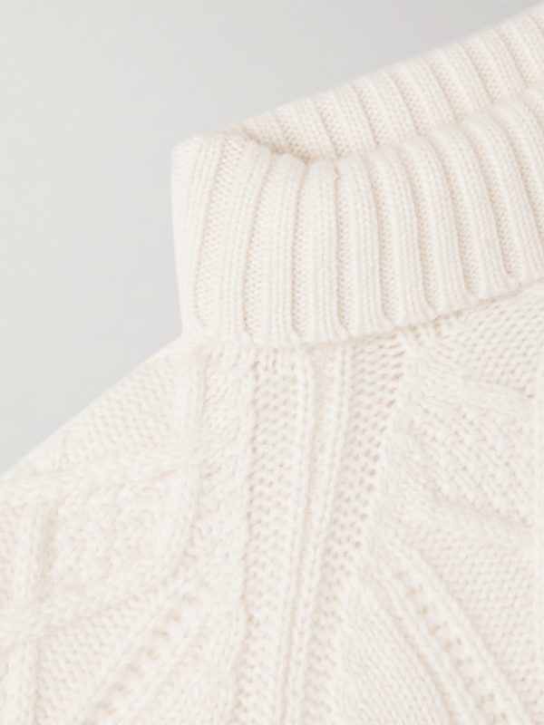 Cable-Knit Cashmere and Linen-Blend Rollneck Sweater - CU Cable-Knit Cashmere and Linen-Blend Rollneck Sweater - CU
