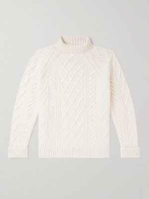 Cable-Knit Cashmere and Linen-Blend Rollneck Sweater Cable-Knit Cashmere and Linen-Blend Rollneck Sweater