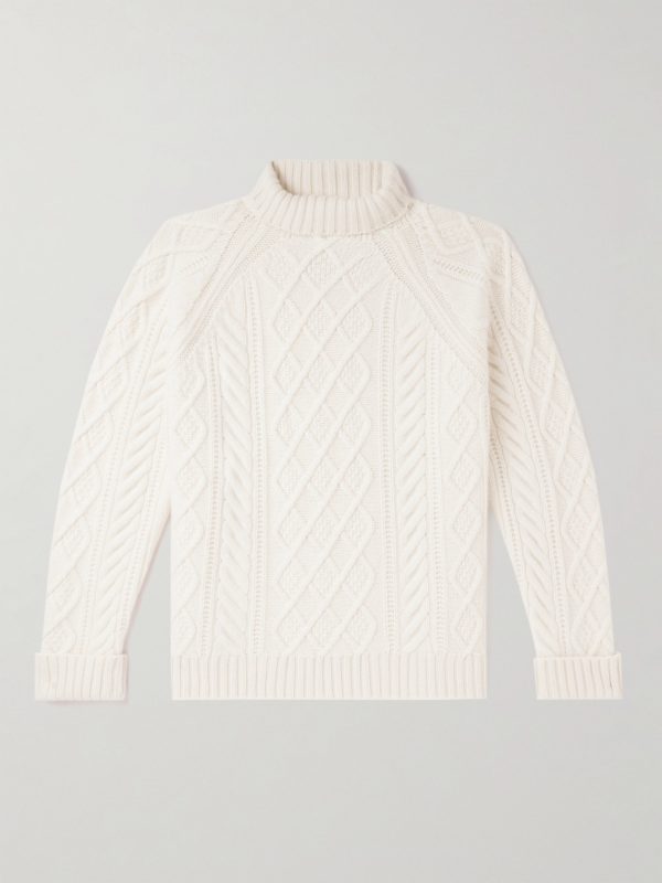 Cable-Knit Cashmere and Linen-Blend Rollneck Sweater Cable-Knit Cashmere and Linen-Blend Rollneck Sweater