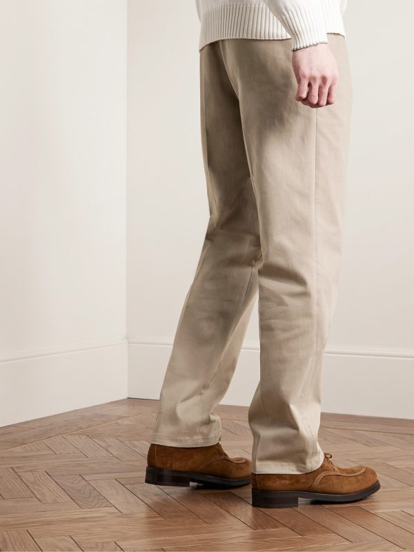 Tapered Brushed Cotton-Blend Twill Trousers - BK