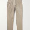 Tapered Brushed Cotton-Blend Twill Trousers