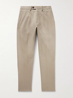 Tapered Brushed Cotton-Blend Twill Trousers Tapered Brushed Cotton-Blend Twill Trousers