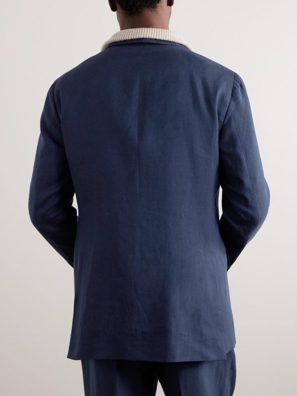 Double-Breasted Linen and Wool-Blend Blazer - BK