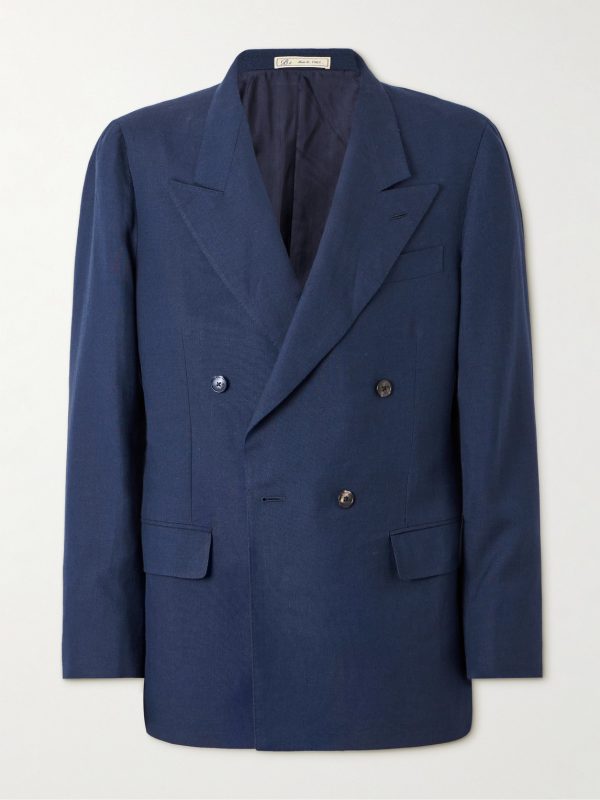 Double-Breasted Linen and Wool-Blend Blazer