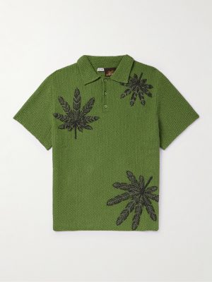 + Paula's Ibiza Embroidered Crocheted Cotton Polo Shirt + Paula's Ibiza Embroidered Crocheted Cotton Polo Shirt