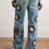 Appliquéd Wide-Leg Jeans - BK