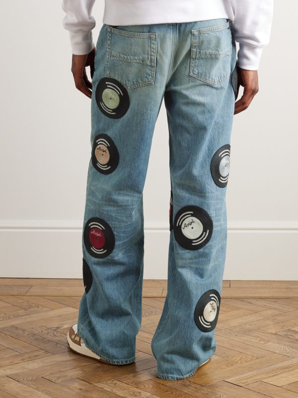 Appliquéd Wide-Leg Jeans - BK