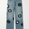 Appliquéd Wide-Leg Jeans