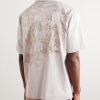 Camp-Collar Embroidered Satin Shirt - BK Camp-Collar Embroidered Satin Shirt - BK