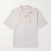 Camp-Collar Embroidered Satin Shirt Camp-Collar Embroidered Satin Shirt