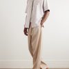 Camp-Collar Embroidered Satin Shirt - OU Camp-Collar Embroidered Satin Shirt - OU