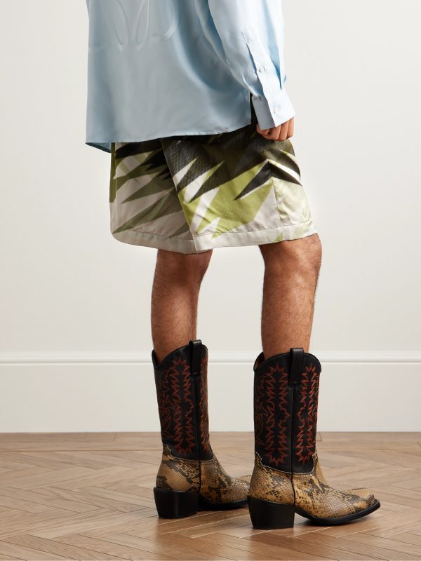 Straight-Leg Printed Shell Drawstring Shorts - BK Straight-Leg Printed Shell Drawstring Shorts - BK