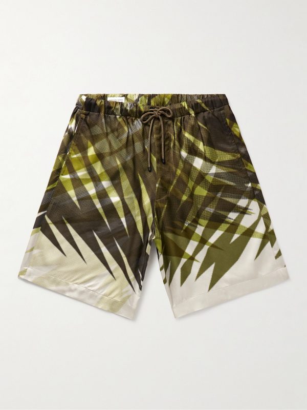 Straight-Leg Printed Shell Drawstring Shorts Straight-Leg Printed Shell Drawstring Shorts