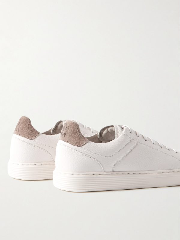 Suede-Trimmed Full-Grain Leather Sneakers - BK Suede-Trimmed Full-Grain Leather Sneakers - BK