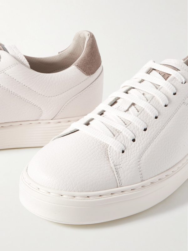 Suede-Trimmed Full-Grain Leather Sneakers - CU Suede-Trimmed Full-Grain Leather Sneakers - CU