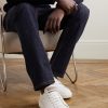 Suede-Trimmed Full-Grain Leather Sneakers - OU Suede-Trimmed Full-Grain Leather Sneakers - OU
