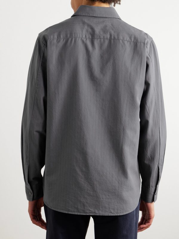Pinstriped Cotton and Wool-Blend Shirt - BK Pinstriped Cotton and Wool-Blend Shirt - BK