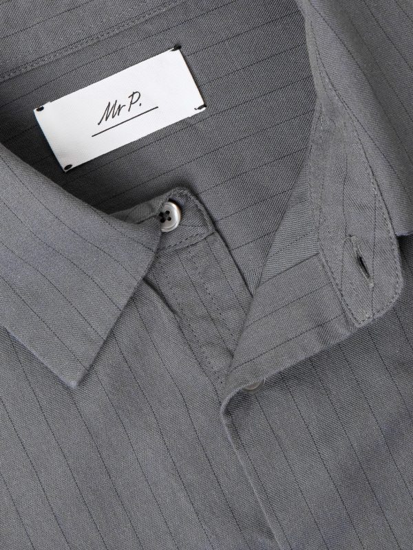 Pinstriped Cotton and Wool-Blend Shirt - CU Pinstriped Cotton and Wool-Blend Shirt - CU
