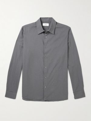 Pinstriped Cotton and Wool-Blend Shirt Pinstriped Cotton and Wool-Blend Shirt