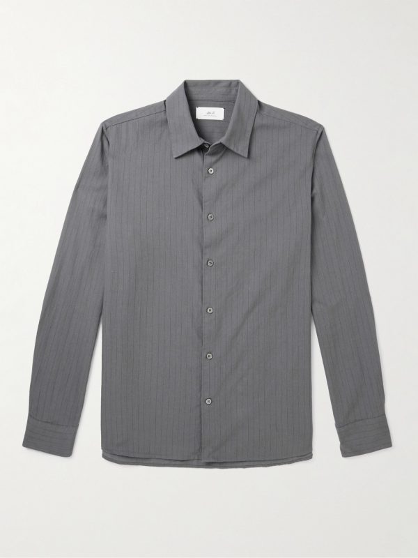 Pinstriped Cotton and Wool-Blend Shirt Pinstriped Cotton and Wool-Blend Shirt