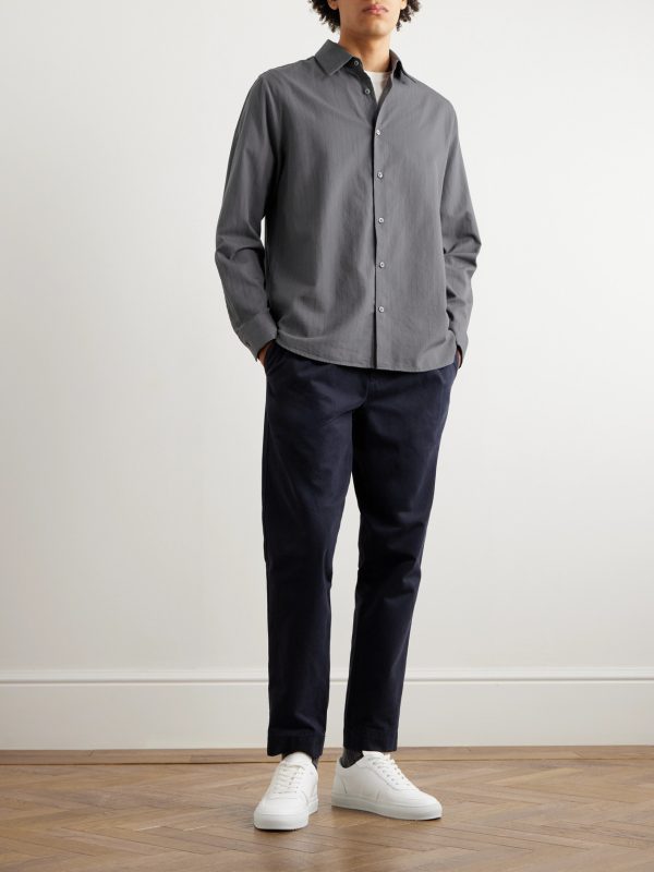 Pinstriped Cotton and Wool-Blend Shirt - OU Pinstriped Cotton and Wool-Blend Shirt - OU