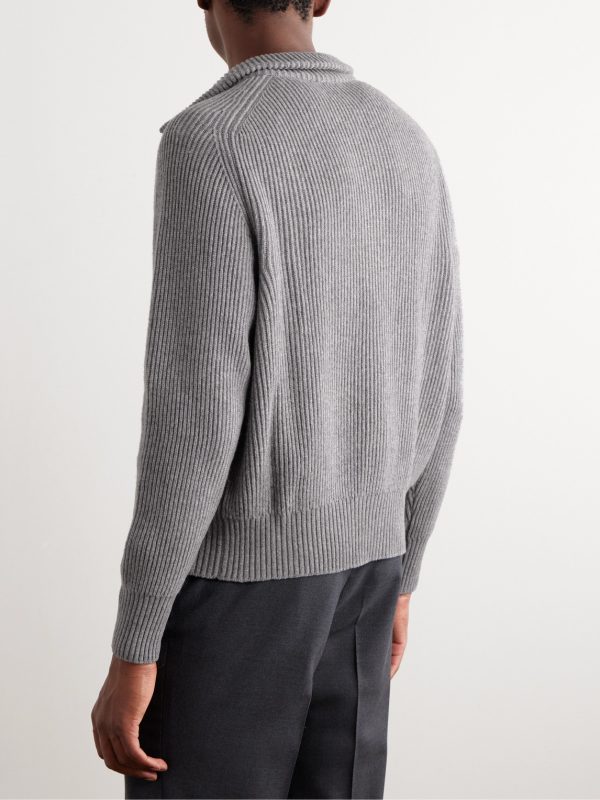 Ribbed Cashmere Cardigan - BK Ribbed Cashmere Cardigan - BK