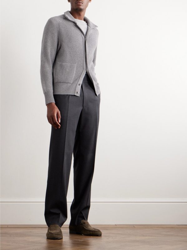 Ribbed Cashmere Cardigan - OU Ribbed Cashmere Cardigan - OU