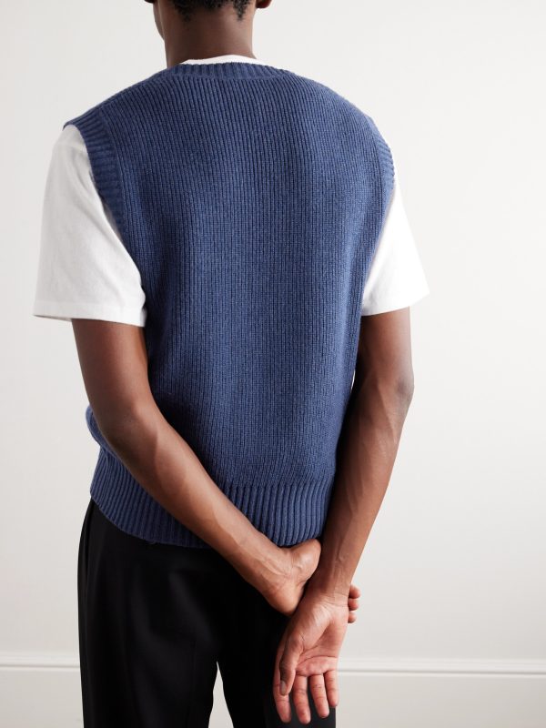 Ribbed Cashmere Sweater Vest - BK Ribbed Cashmere Sweater Vest - BK