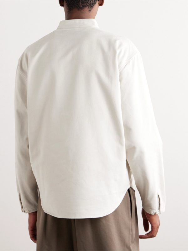 Grandad-Collar Cotton-Twill Half-Placket Shirt - BK Grandad-Collar Cotton-Twill Half-Placket Shirt - BK