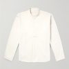 Grandad-Collar Cotton-Twill Half-Placket Shirt Grandad-Collar Cotton-Twill Half-Placket Shirt