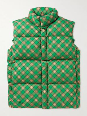 Checked Quilted Cotton-Jacquard Down Gilet Checked Quilted Cotton-Jacquard Down Gilet