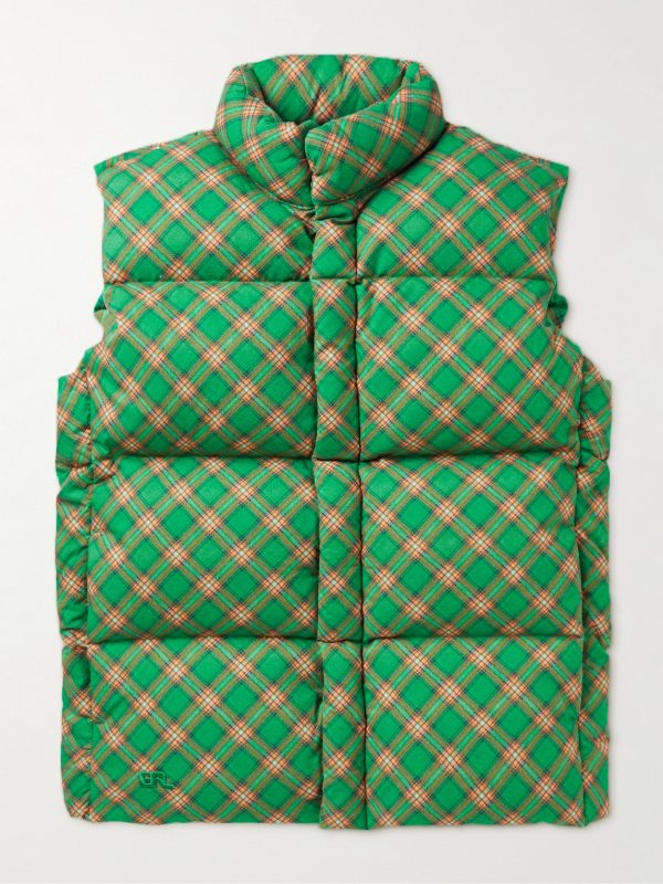 Checked Quilted Cotton-Jacquard Down Gilet Checked Quilted Cotton-Jacquard Down Gilet