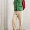 Checked Quilted Cotton-Jacquard Down Gilet - OU Checked Quilted Cotton-Jacquard Down Gilet - OU