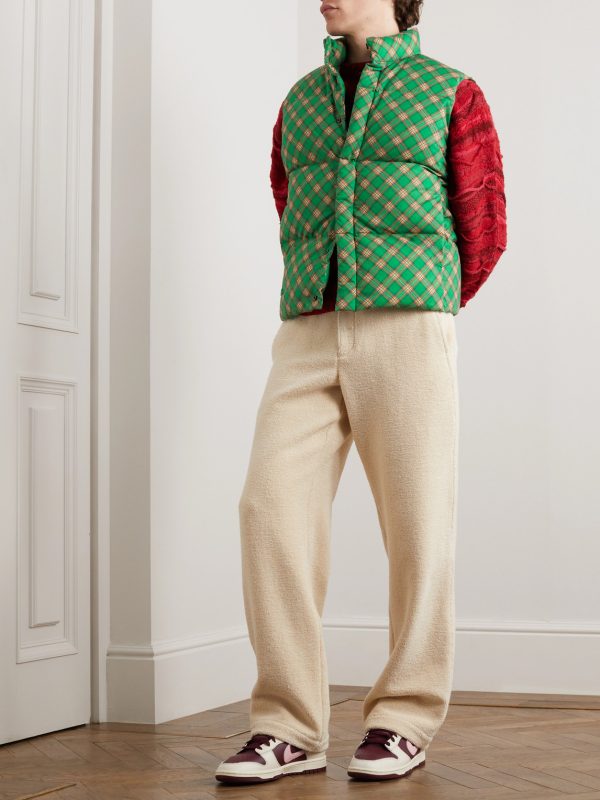 Checked Quilted Cotton-Jacquard Down Gilet - OU Checked Quilted Cotton-Jacquard Down Gilet - OU