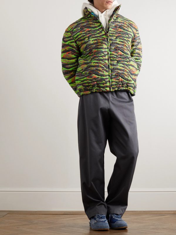 Printed Quilted Cotton-Jacquard Down Jacket - OU