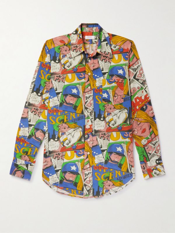 Cutaway-Collar Printed Cotton Shirt Cutaway-Collar Printed Cotton Shirt