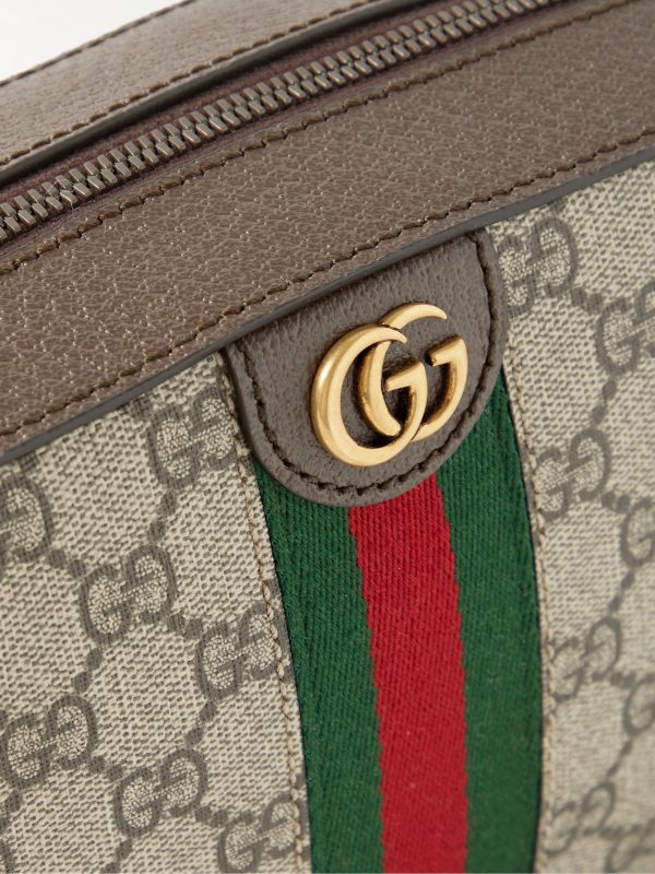 Ophidia Leather-Trimmed Monogrammed Coated-Canvas Messenger Bag - CU Ophidia Leather-Trimmed Monogrammed Coated-Canvas Messenger Bag - CU