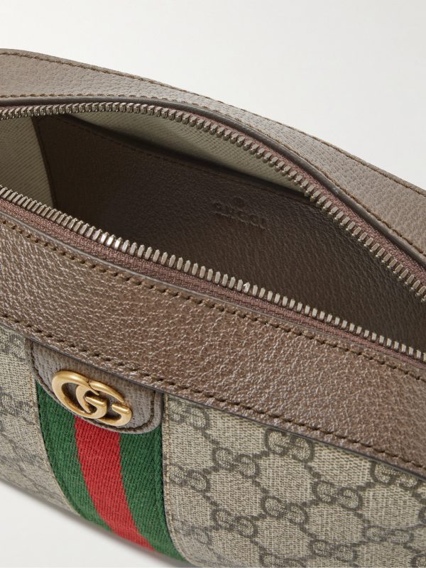 Ophidia Leather-Trimmed Monogrammed Coated-Canvas Messenger Bag - E1 Ophidia Leather-Trimmed Monogrammed Coated-Canvas Messenger Bag - E1