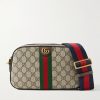 Ophidia Leather-Trimmed Monogrammed Coated-Canvas Messenger Bag Ophidia Leather-Trimmed Monogrammed Coated-Canvas Messenger Bag